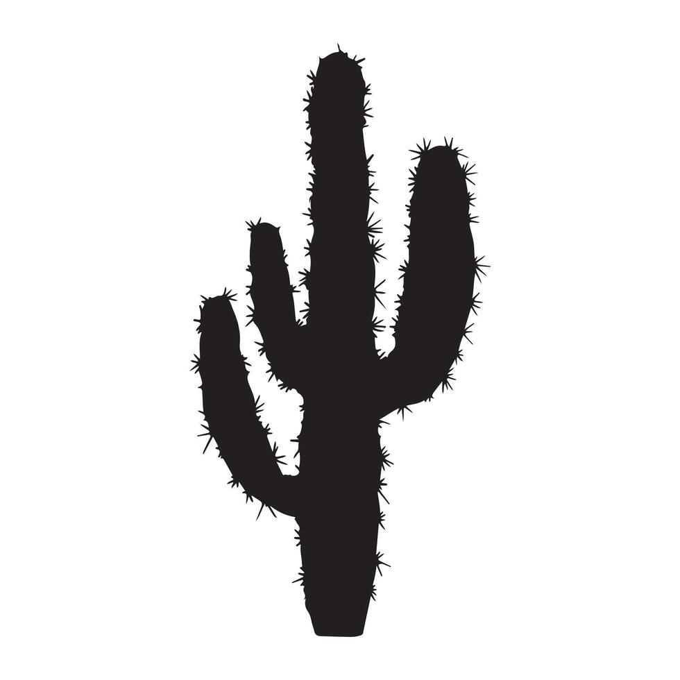 A cactus is shown in black and white on a white background vector