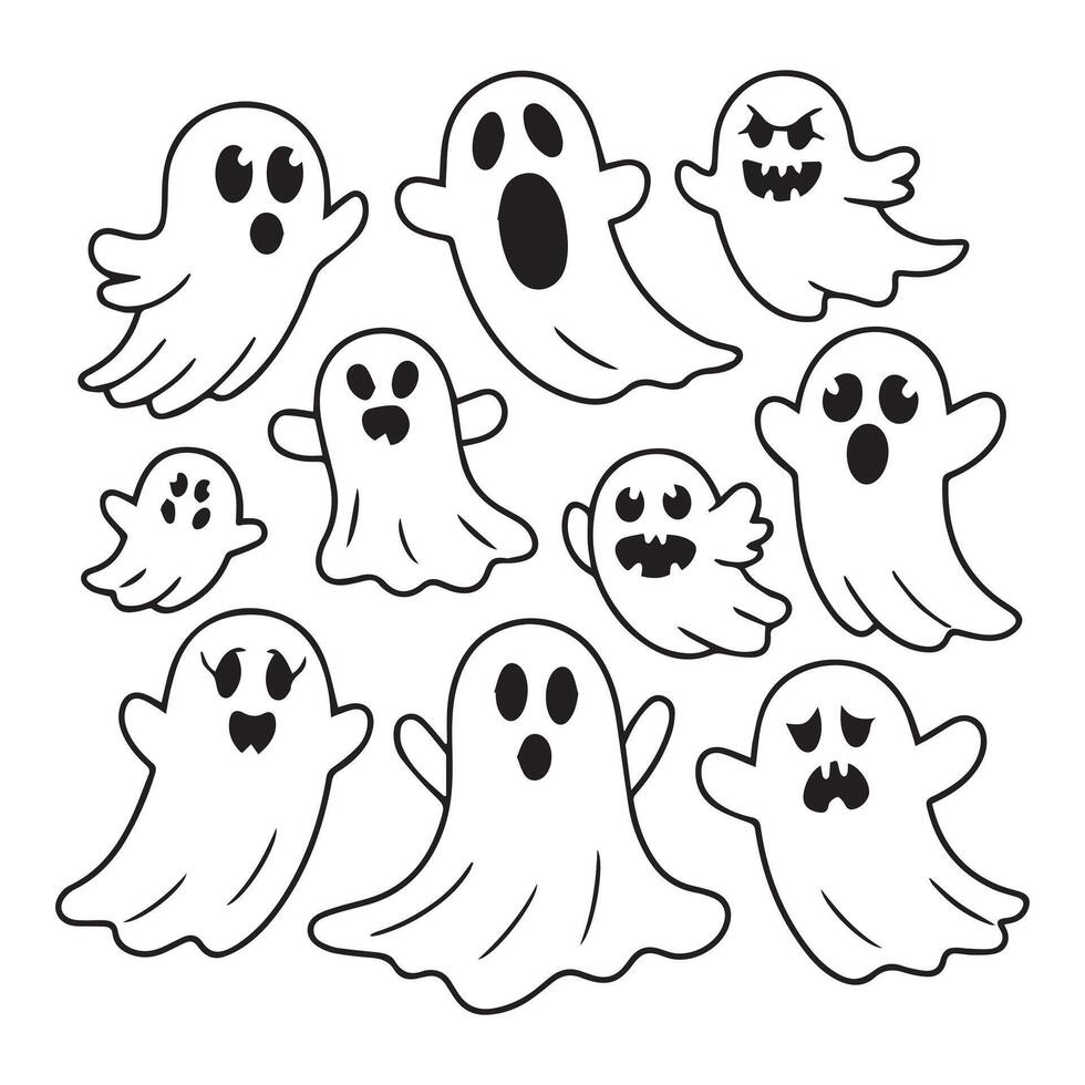 Spooktacular Emotions A Set of Cartoon Ghost Characters vector