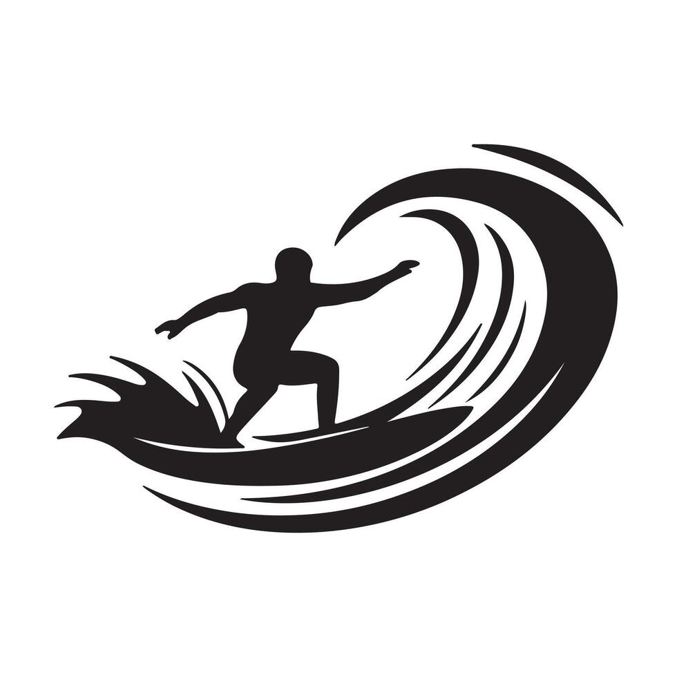 Surfer silhouette on white background vector