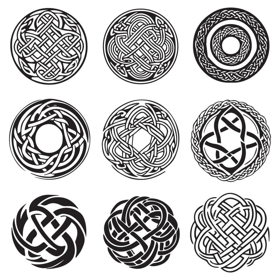 Celtic knot patterns in various designs vector