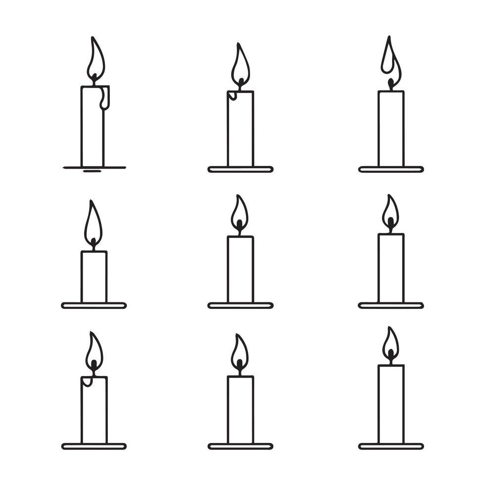 Serene Glow Illustrated Candle Icon Set vector