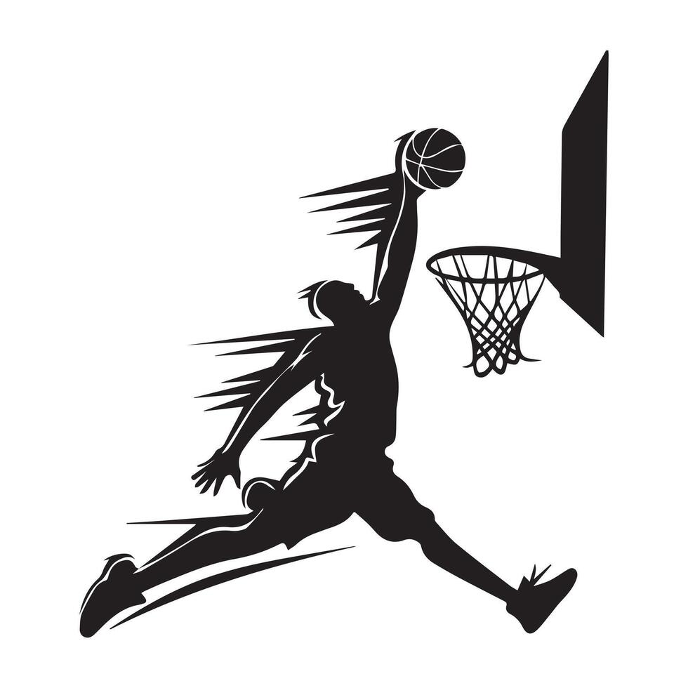 Basketball player dunking the ball illustration vector