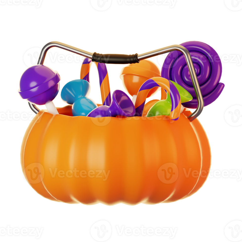 3d render halloween icon concept. 3d render candy bag png