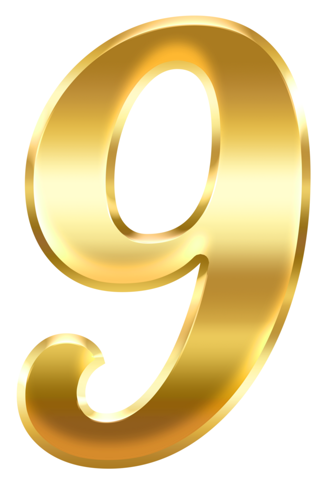 gradient gold number 9 png