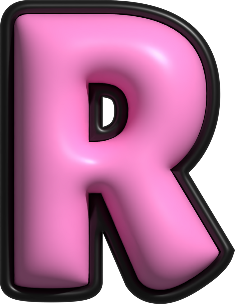 A pink letter r with a black background png