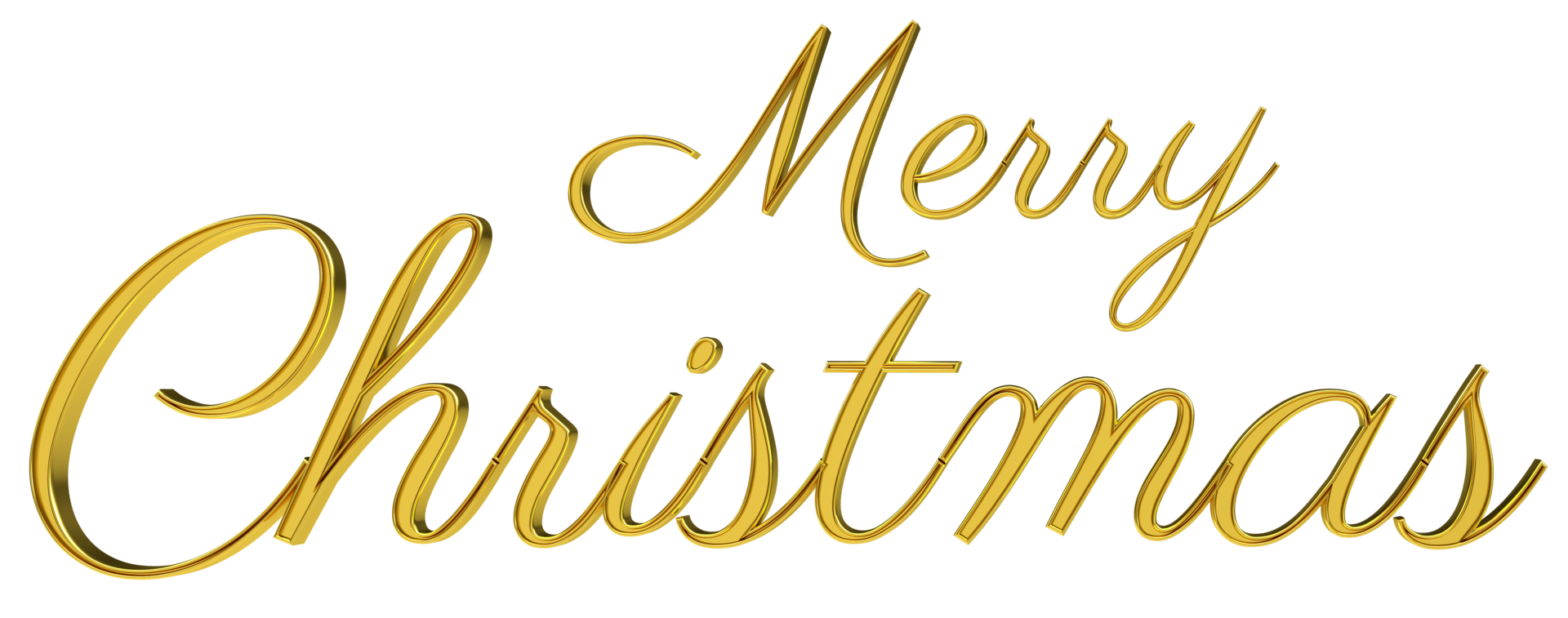 merry christmas handwriting 3d gold letter png