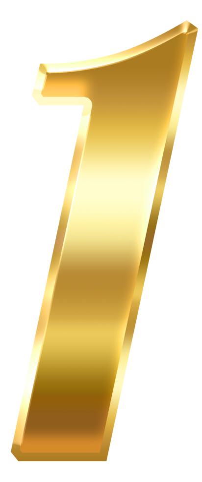 gradient gold number 1 png