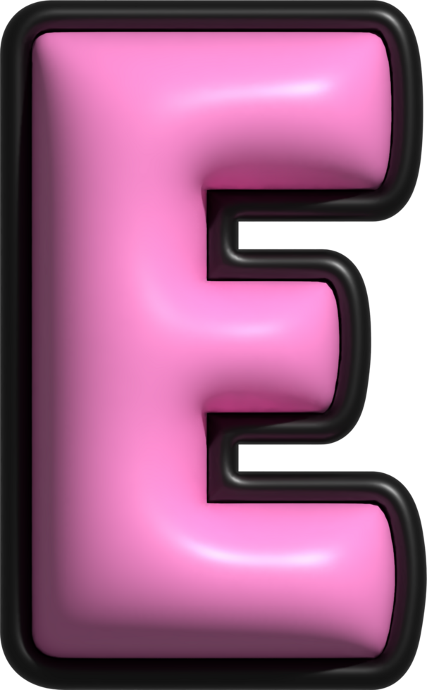 The letter e is made of pink plastic png