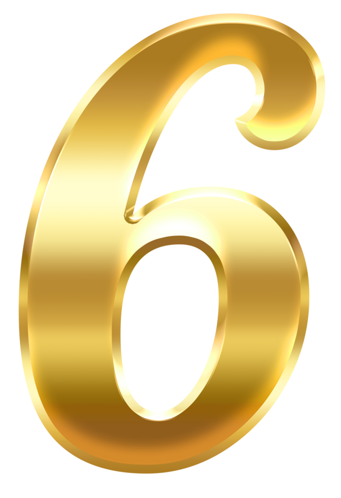 gradient gold number 6 png