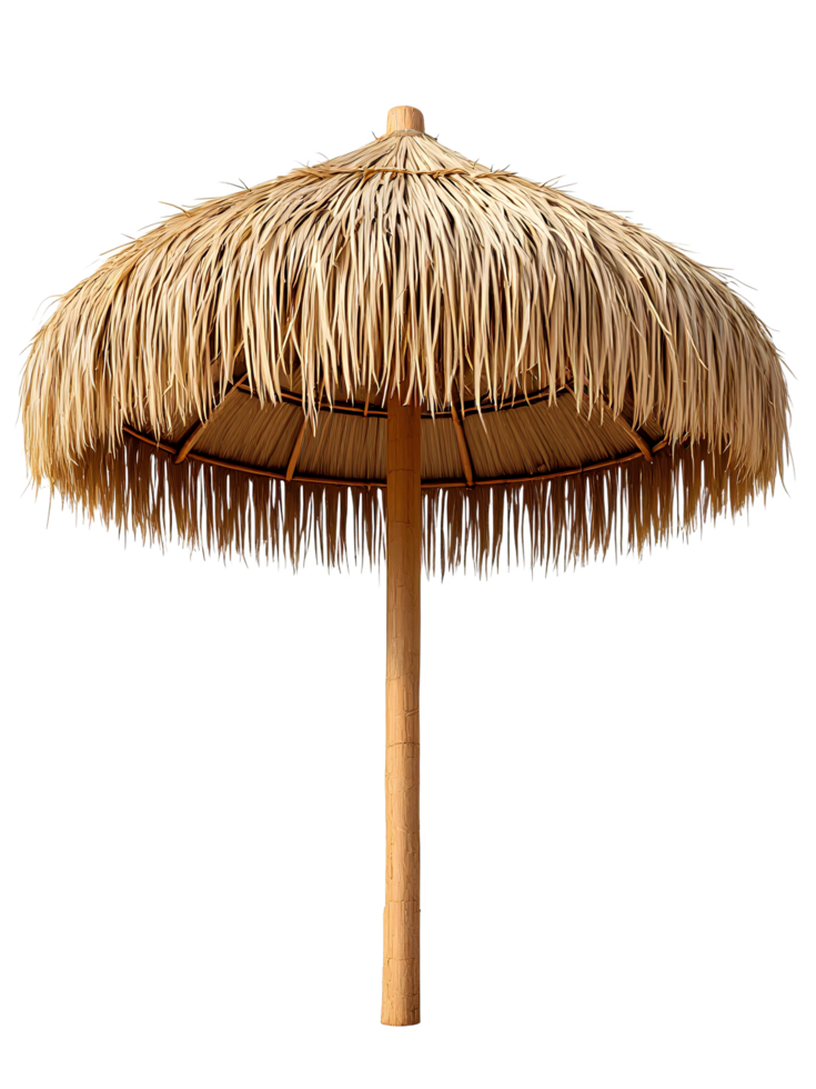 a straw thatched umbrella on a white background png