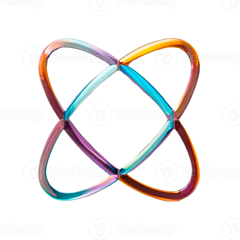 3D chrome element in Y2K style, isolated background, liquid holographic metal. Colorful geometric design made of colored circles. png