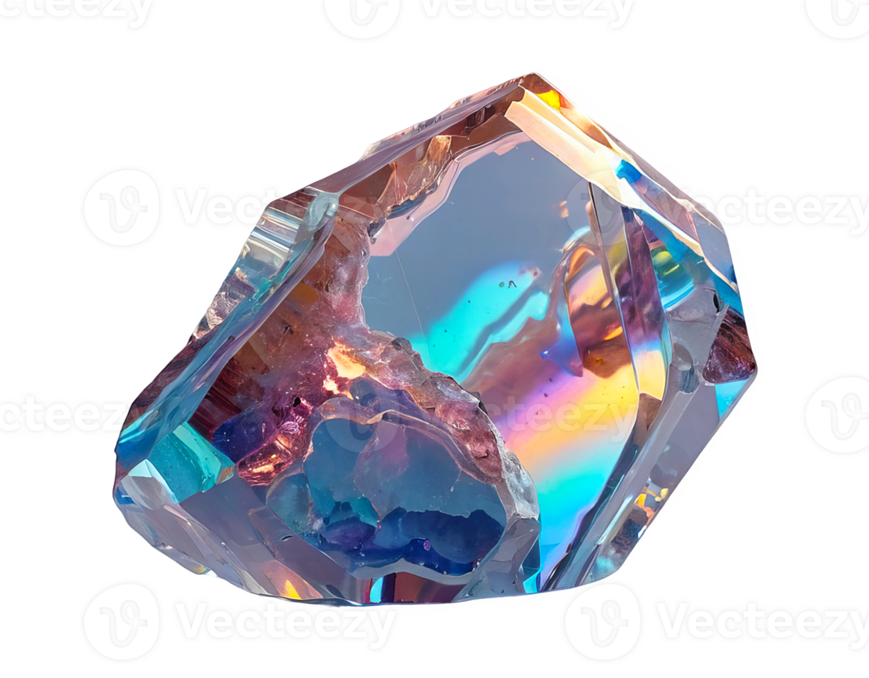 3D chrome element in Y2K style, isolated background, liquid holographic metal. A large crystal with a rainbow colored glow, reflection. png