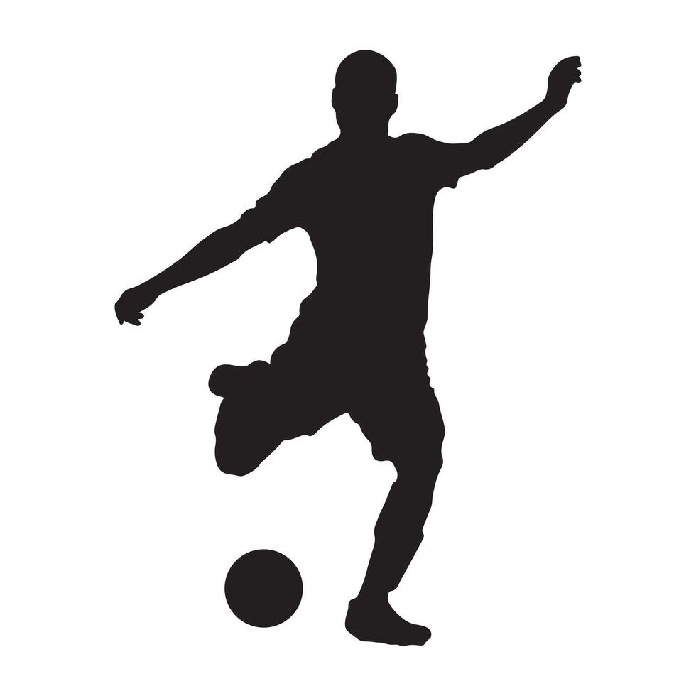 Silhouette of a soccer player kicking the ball vector