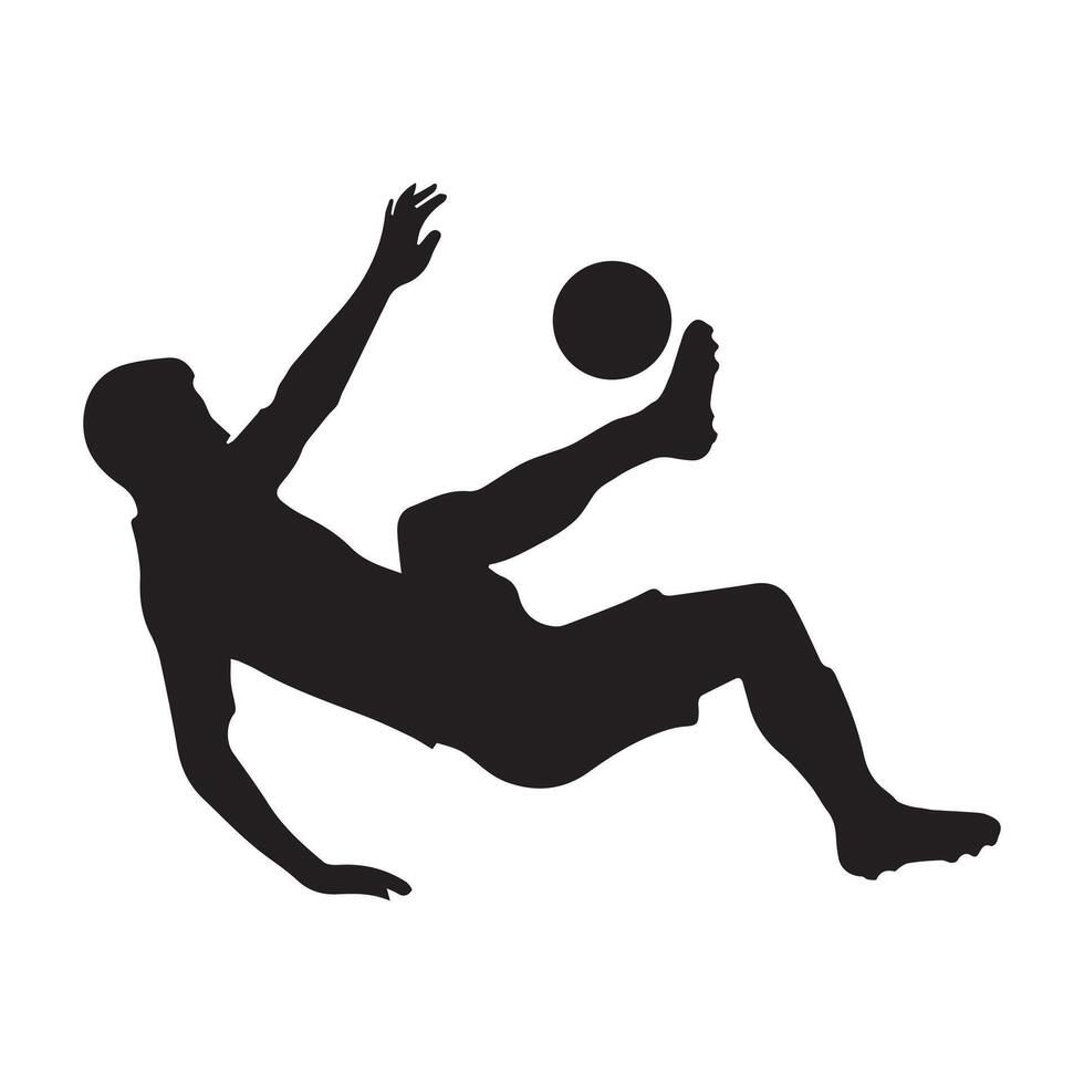 Striking Precision Soccer Player Kicking Ball Silhouette vector