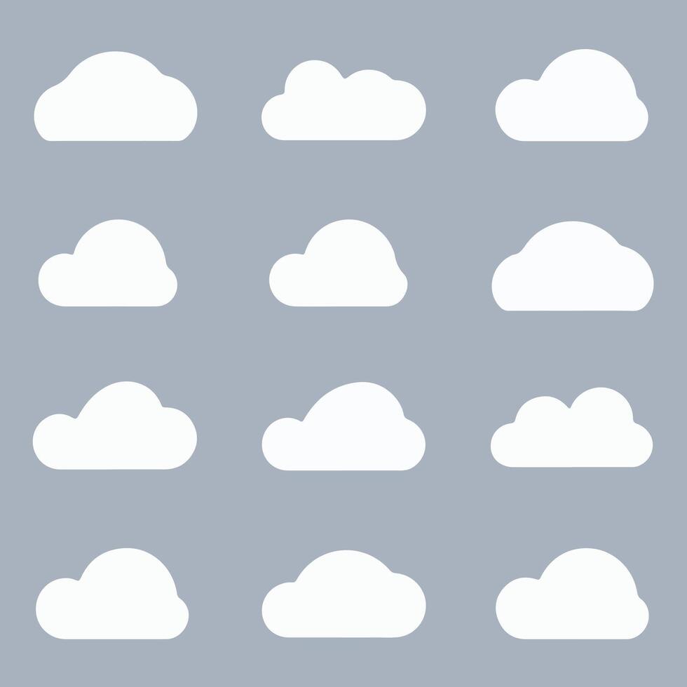A Set of White Clouds on Gray vector