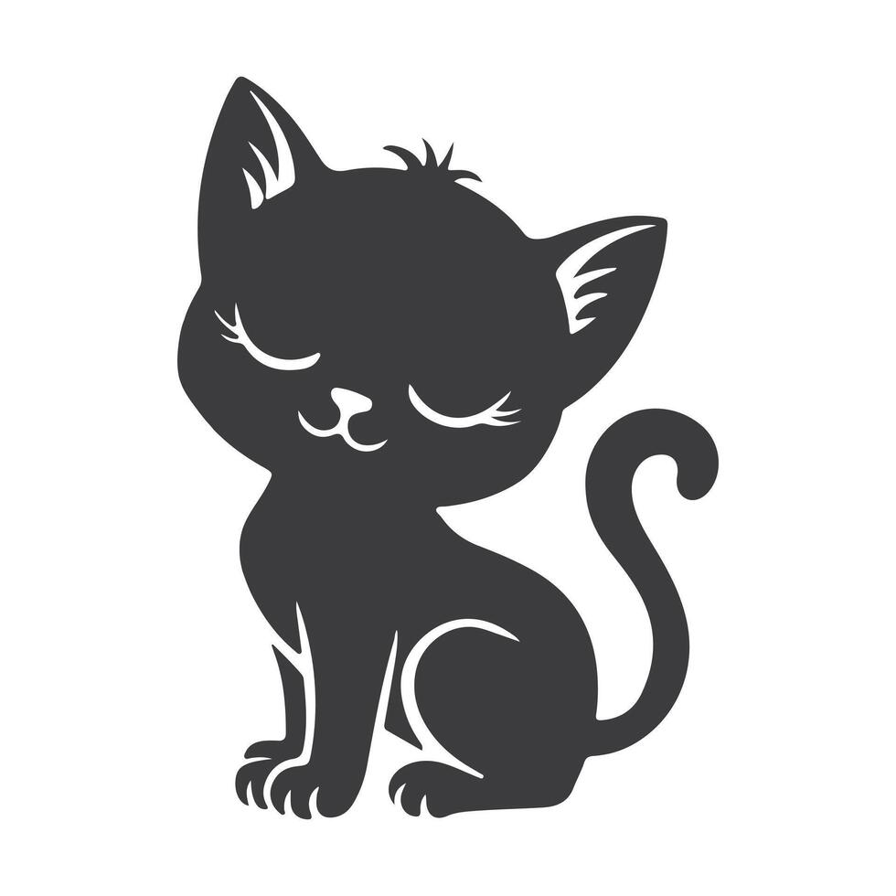 The cat icon showcases a sleek and elegant silhouette of a cat sitting gracefully. vector