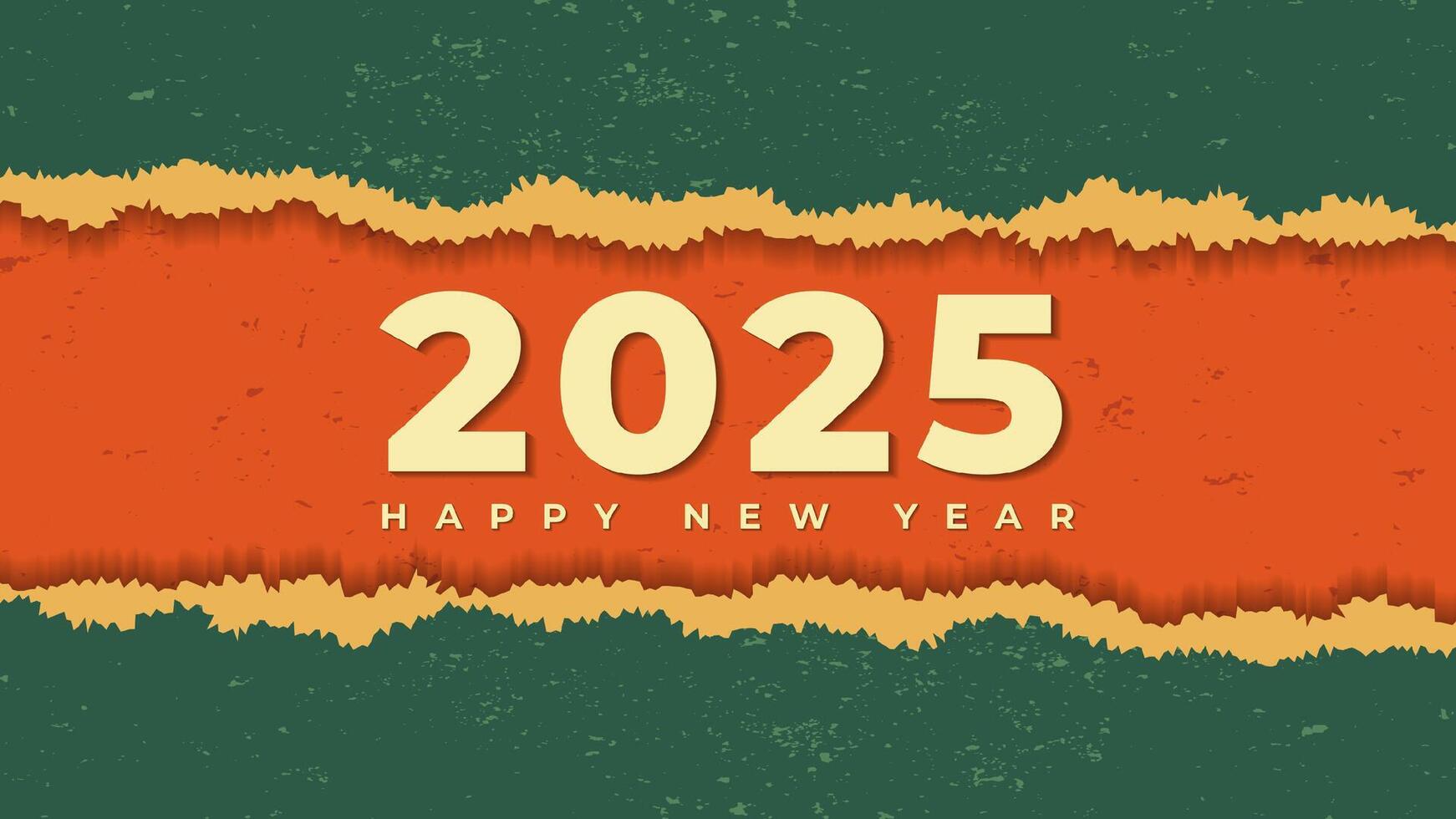 Editable Happy New Year 2025 Illustration with Green and Red Torn Paper Effect Background. Illustration of Green and Red Torn Paper Numbers 2025. 2025 Torn Paper Background vector