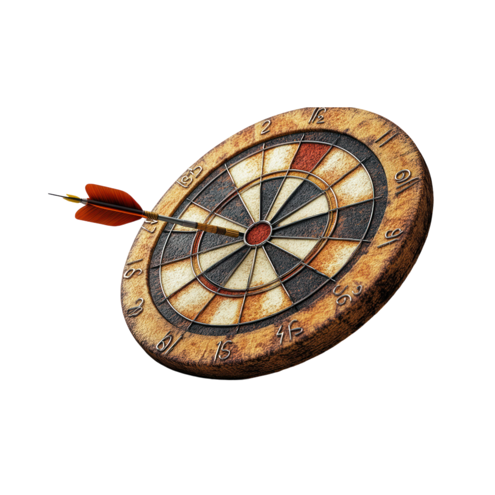 Vintage Dartboard with Arrow png