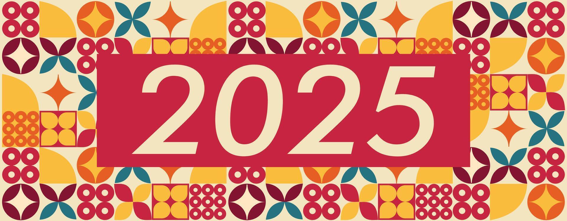 banner design 2025 abstract geometric pattern different color or 2025 year new banner design or geometric design vector