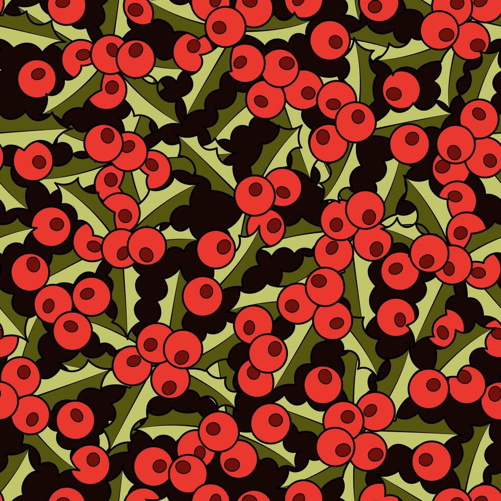 Seamless pattern background with ilex. Illustration of New year. Christmas vector