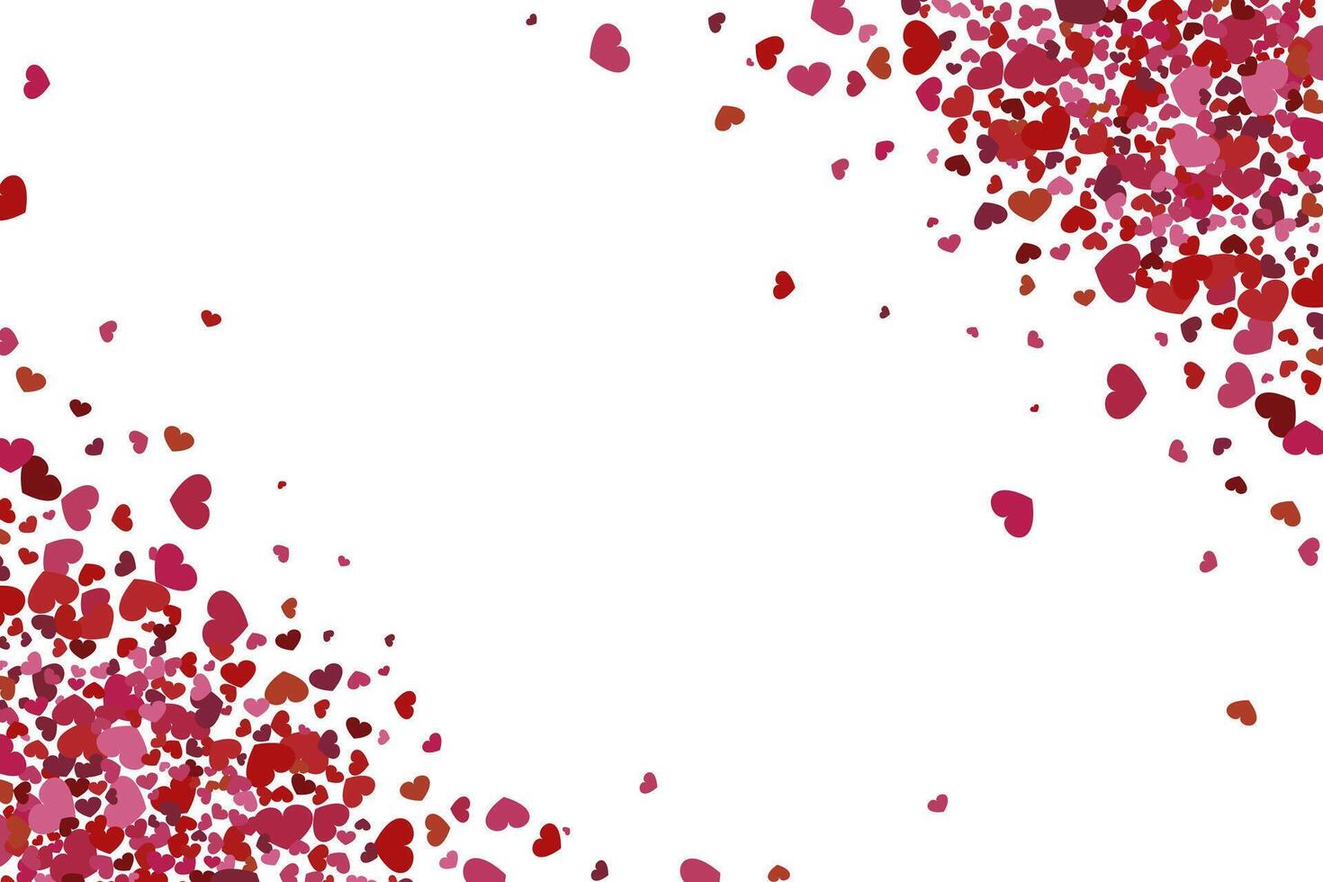 Valentine day postcard frame. Red, pink and purple hearts. vector