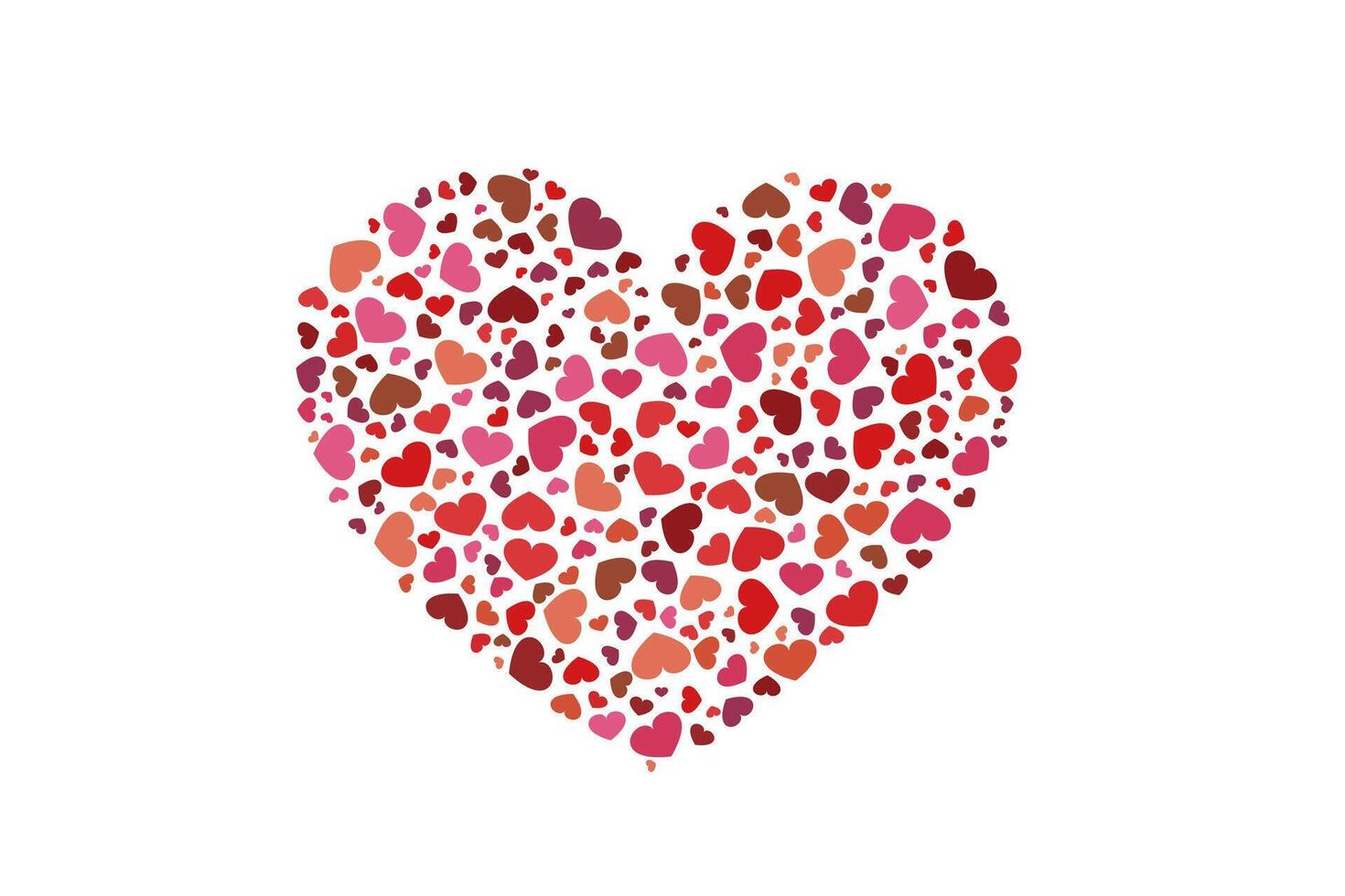 A lot of little hearts in the shape of a big one. Illustration of Valentines Day postcard. vector