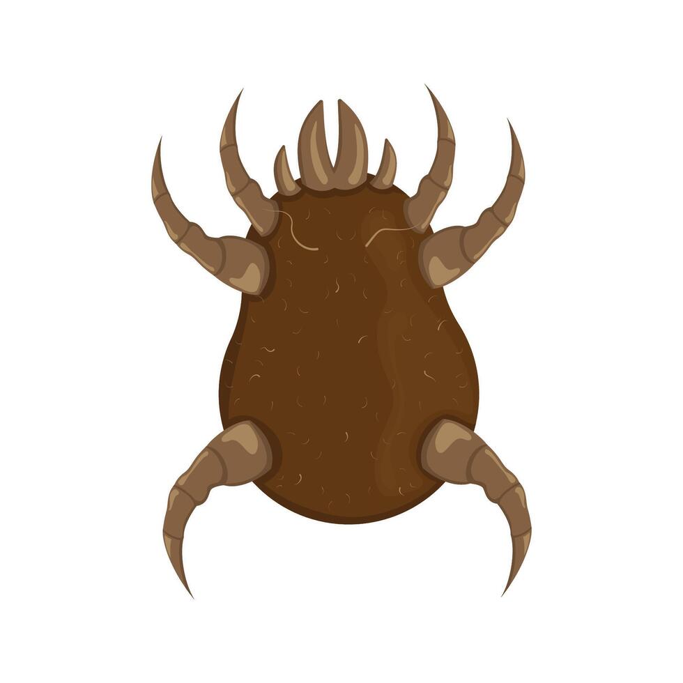 Brown dust mite illustration. Microscopic dangerous insect causes asthma, allergy, infection and dermatitis. vector