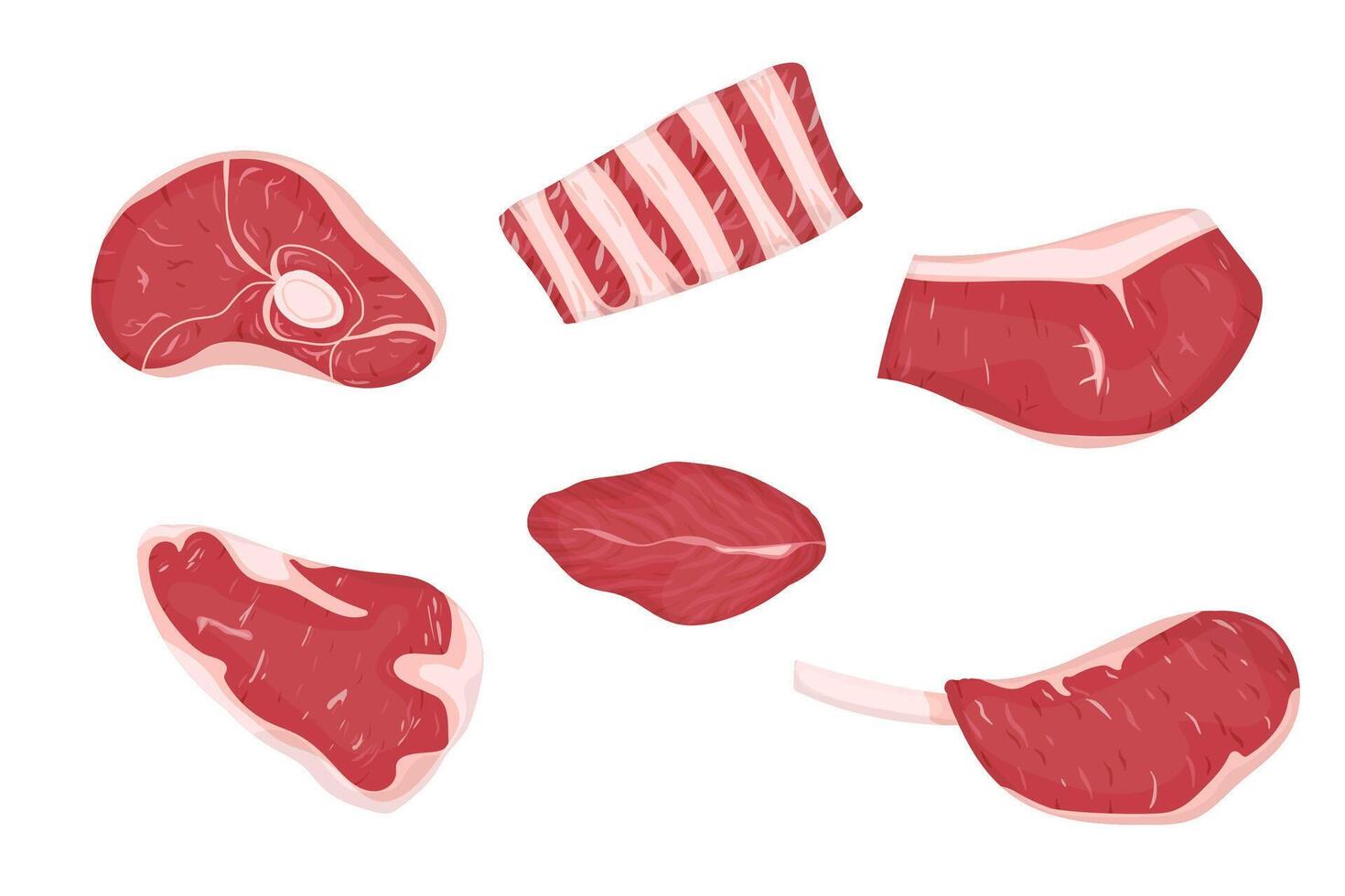 Set of meats cuts. Illustration on white background. vector
