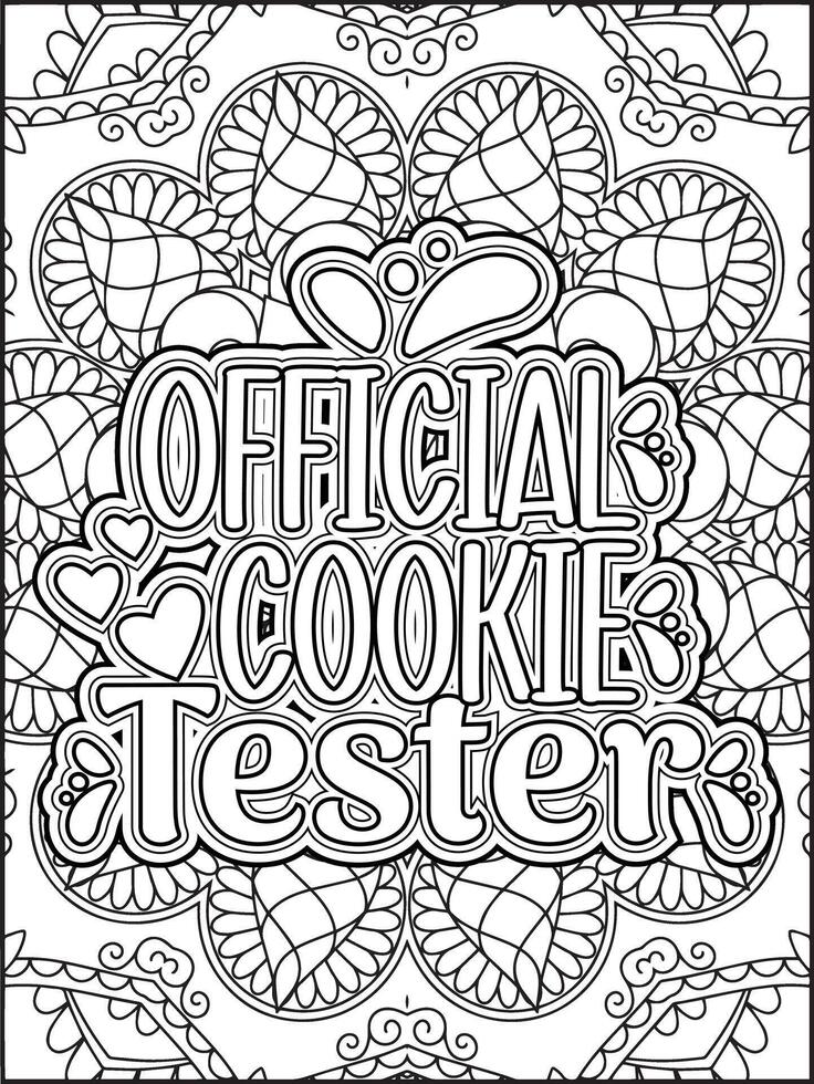 Official Cookies Tester Quote Coloring Page. Christmas Quote Coloring Page for Adults. vector