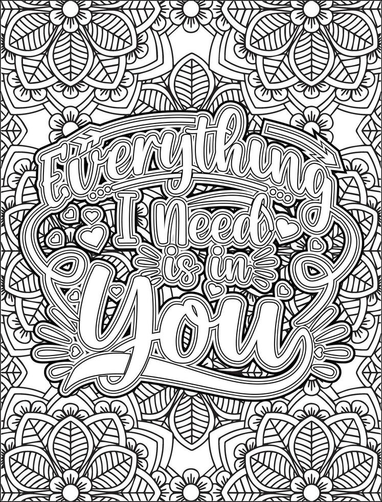 Everything I Need is You Quote Coloring Page. Christmas Quote Coloring Page for Adults. vector