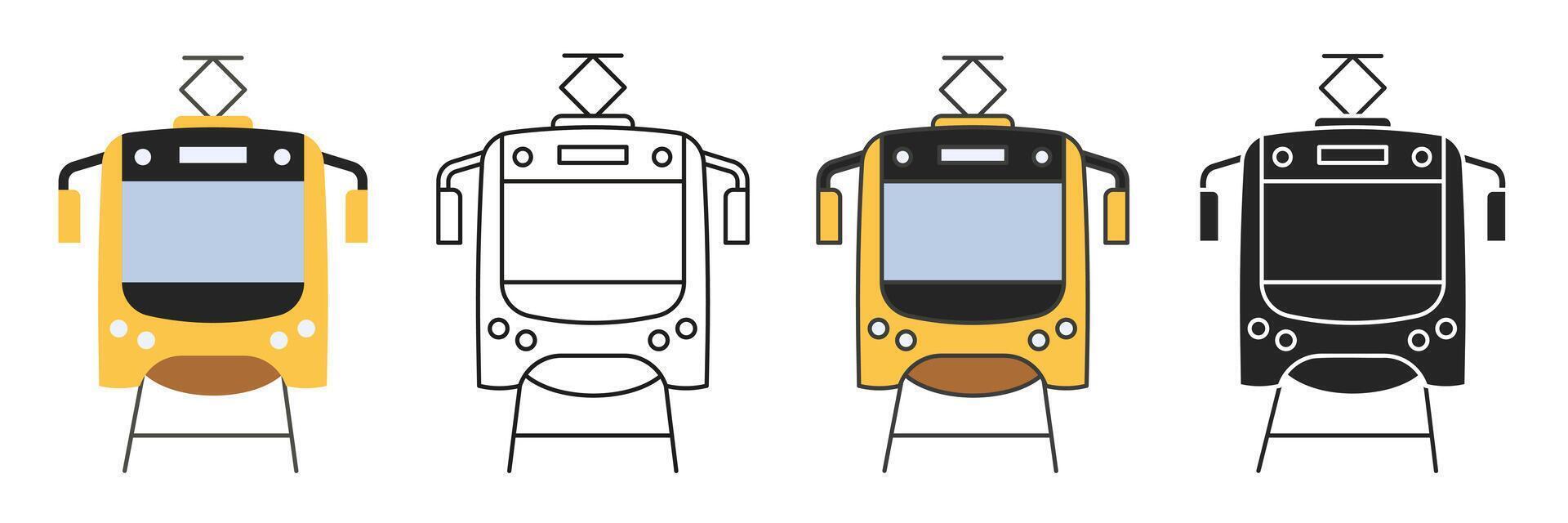 Illustration of public transport. Metro in different styles. Public transport. Underground. vector