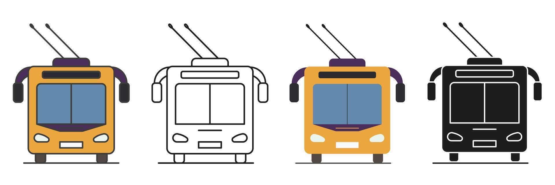 Public transport. Trolleybus. Illustration of public transport. Trolleybus in different styles. vector