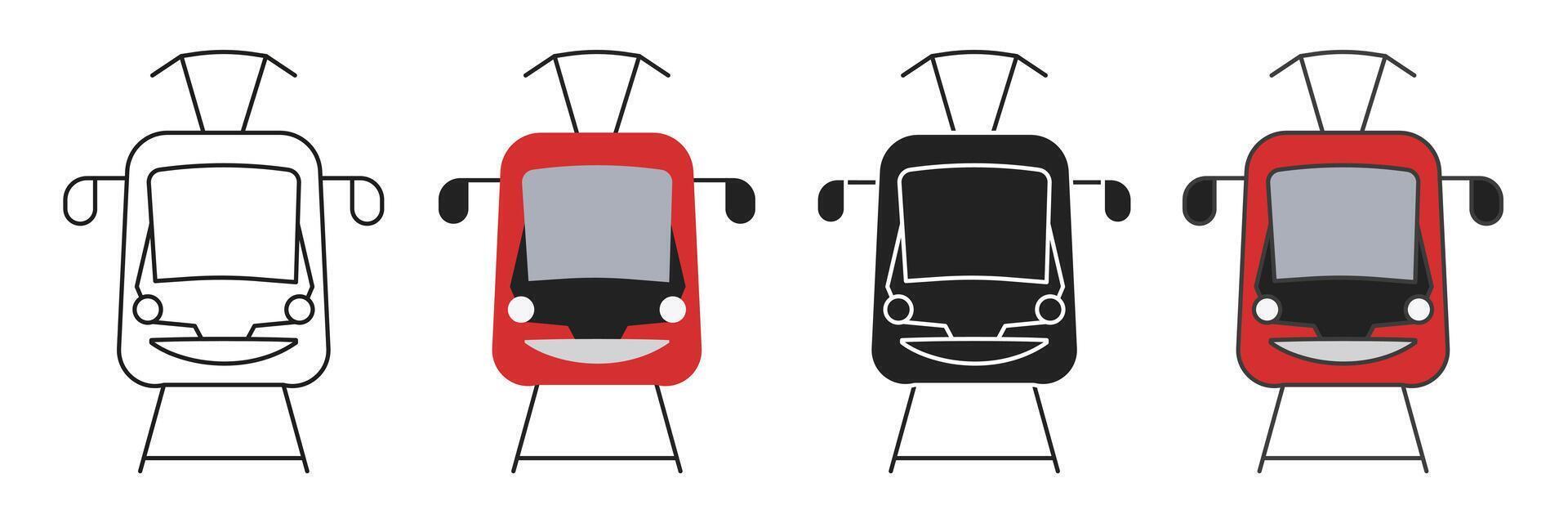 Tram. Illustration of public transport. Public transport. Tram in different styles. vector