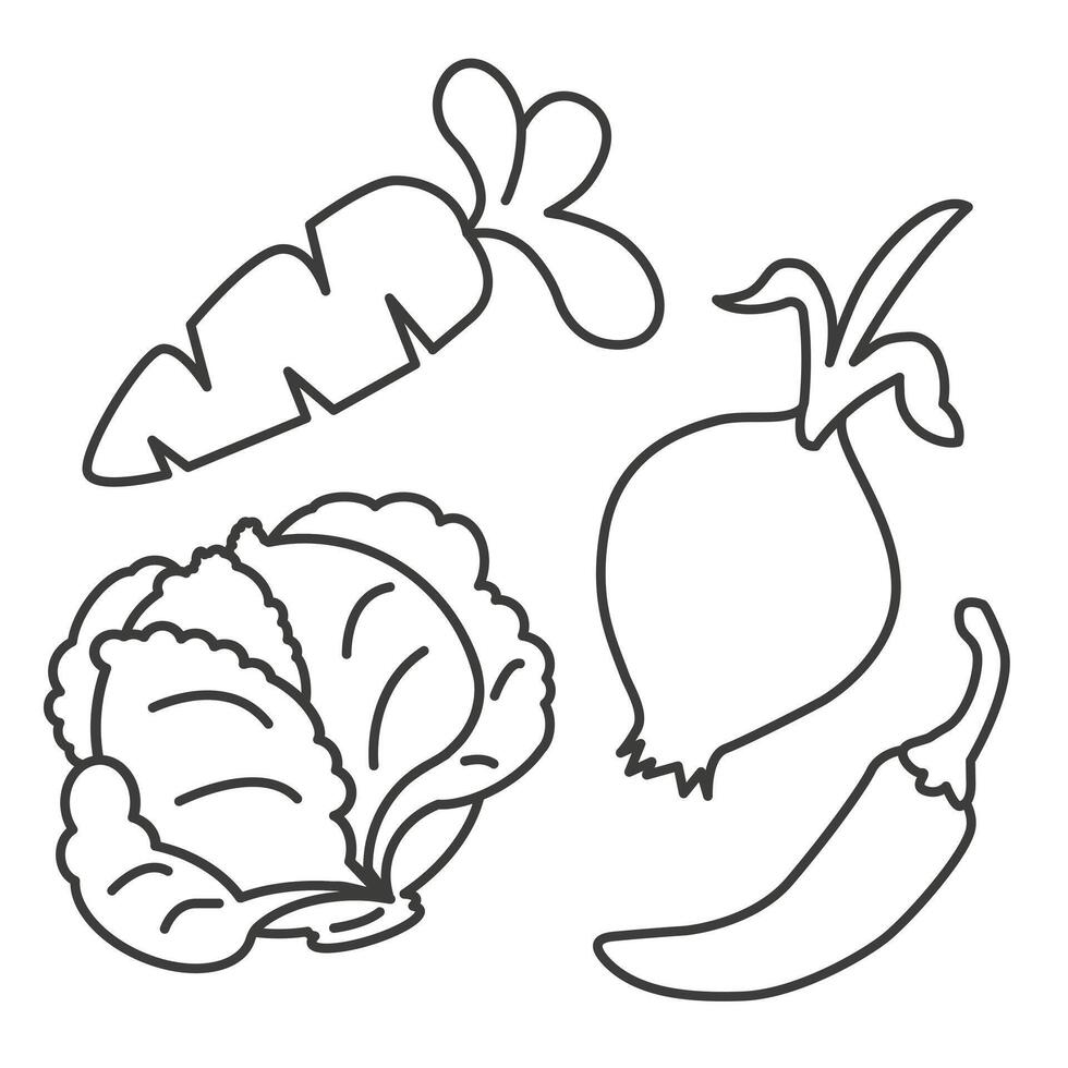 Vegetable set. Thin line illustrations of vegetables. Vegetables. vector