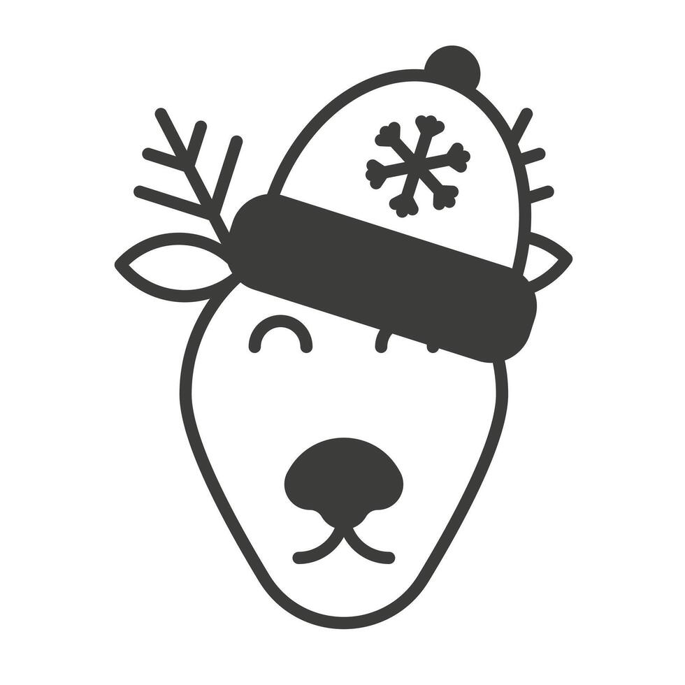 Christmas holidays. Thin line icons of Christmas and celebrations. Christmas deer. vector