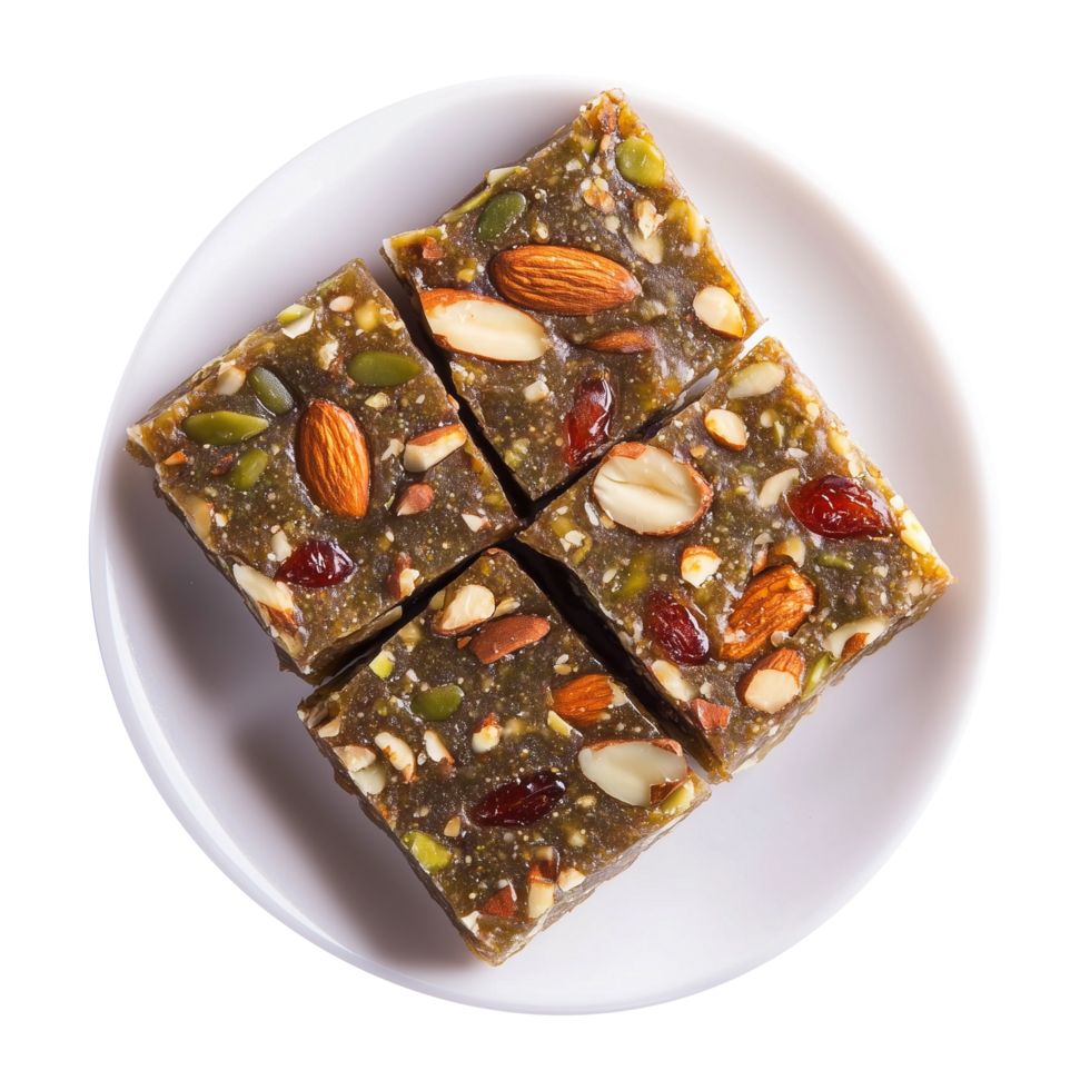 Flavorful Khajur Barfi with Pista and Anjeer Isolated on Transparent Background Perfect for Product Branding and Decorative Displays. png