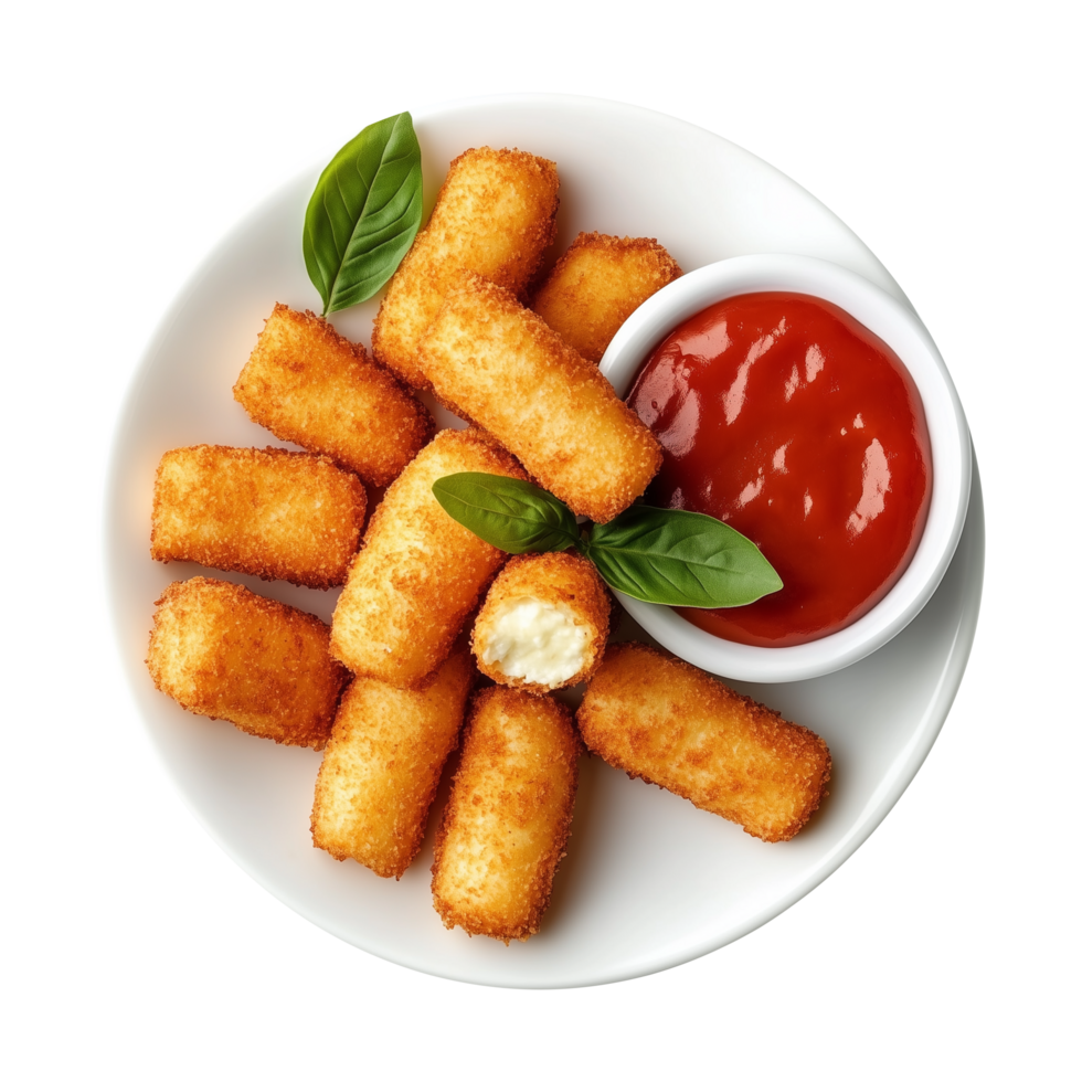Crispy and Cheesy Kroket Mozzarella Fried Sticks Isolated on Transparent Background Use for Tasty Product Promotions and Social Media Graphics. png