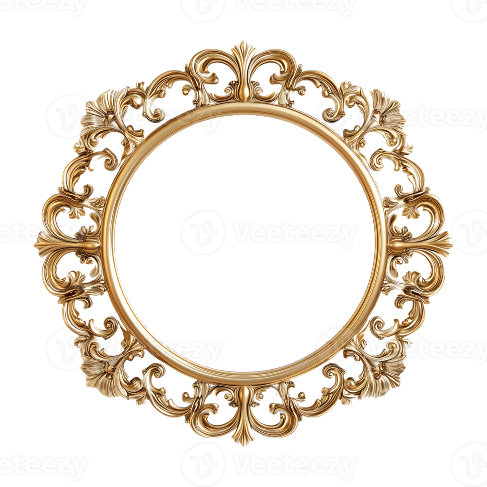 Golden Luxury Photo Frame with Classic Elegance Isolated on Transparent Background Ideal for Social Media Posts and Product Covers. png