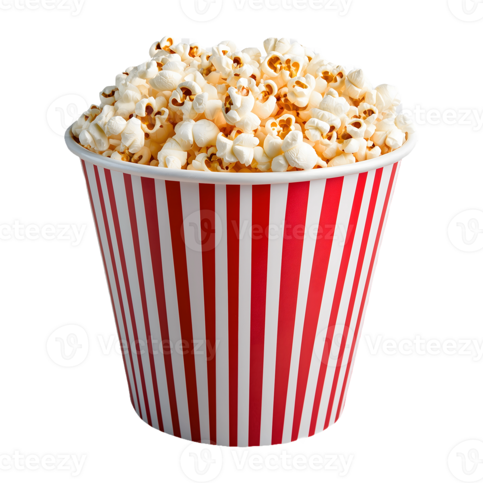 Popcorn in Carnival-Style Bucket Isolated on Transparent Background Ideal for Fun Product Campaigns and Decorative Uses. png