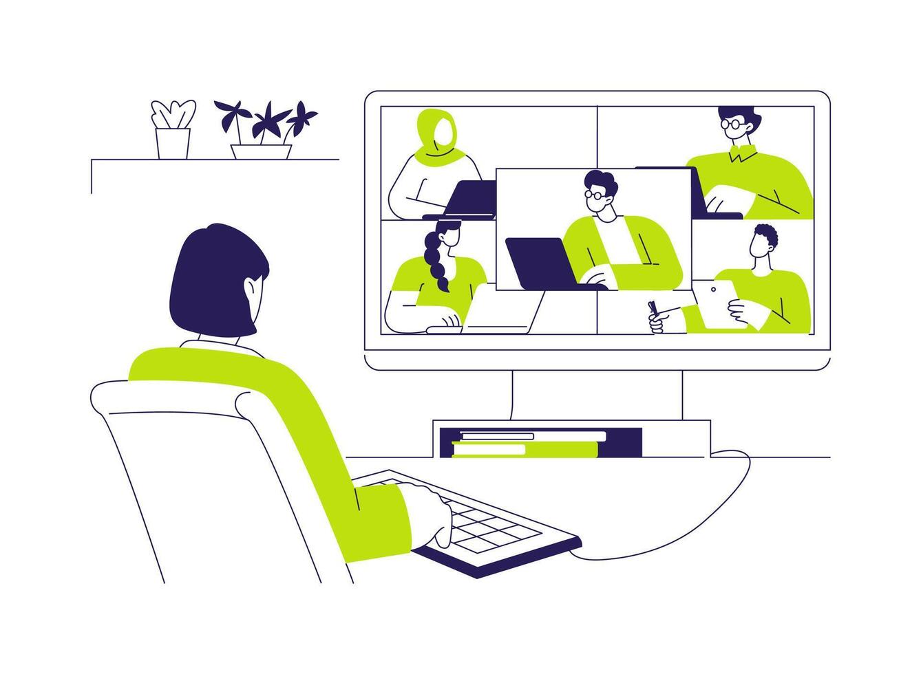 Remote team connection abstract concept illustration. vector