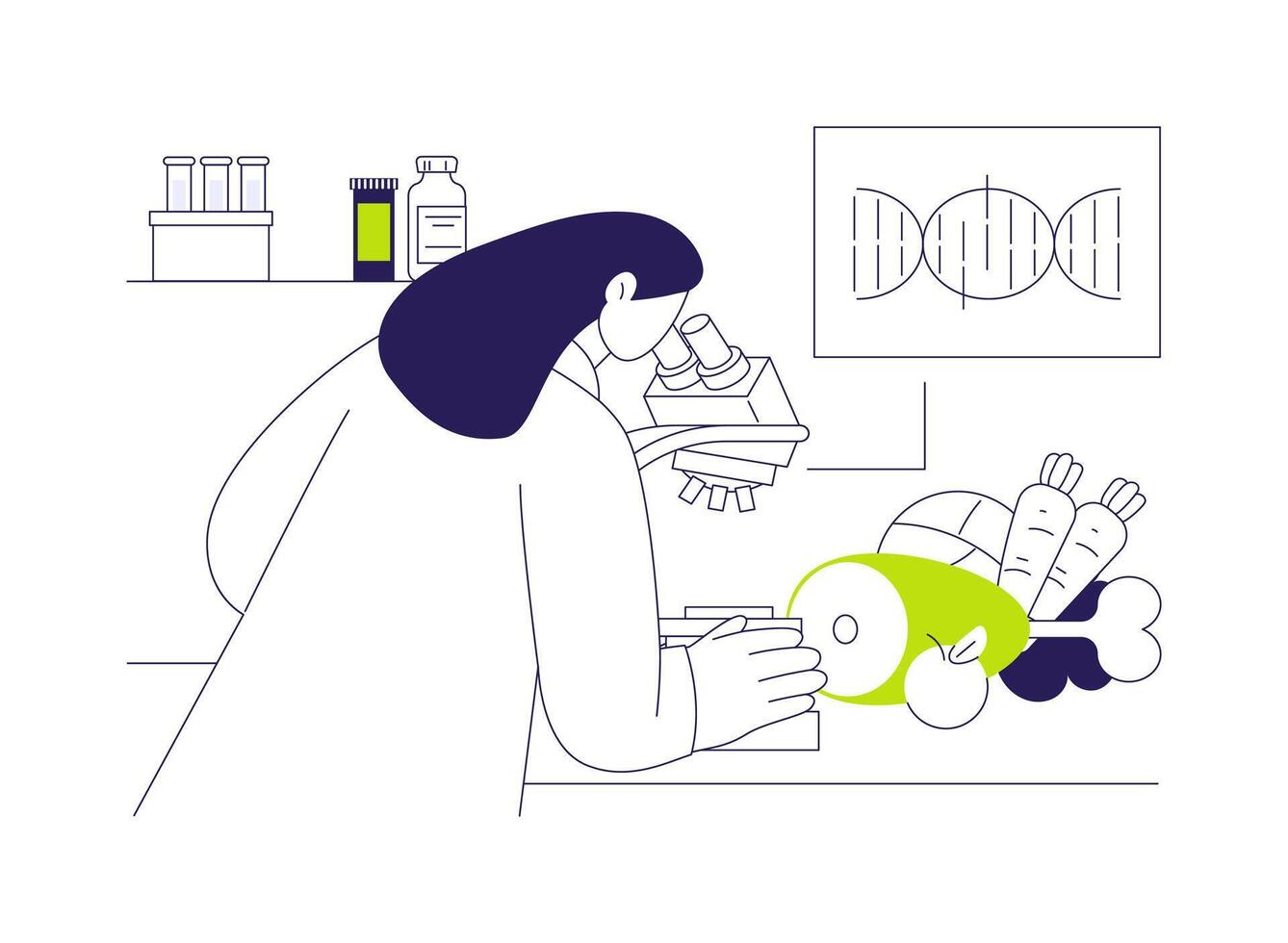 Microbiological food testing abstract concept illustration. vector