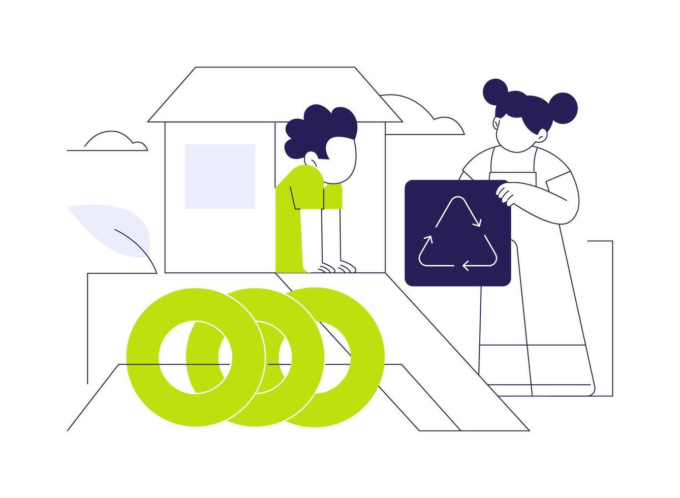Recycled playground equipment abstract concept illustration. vector