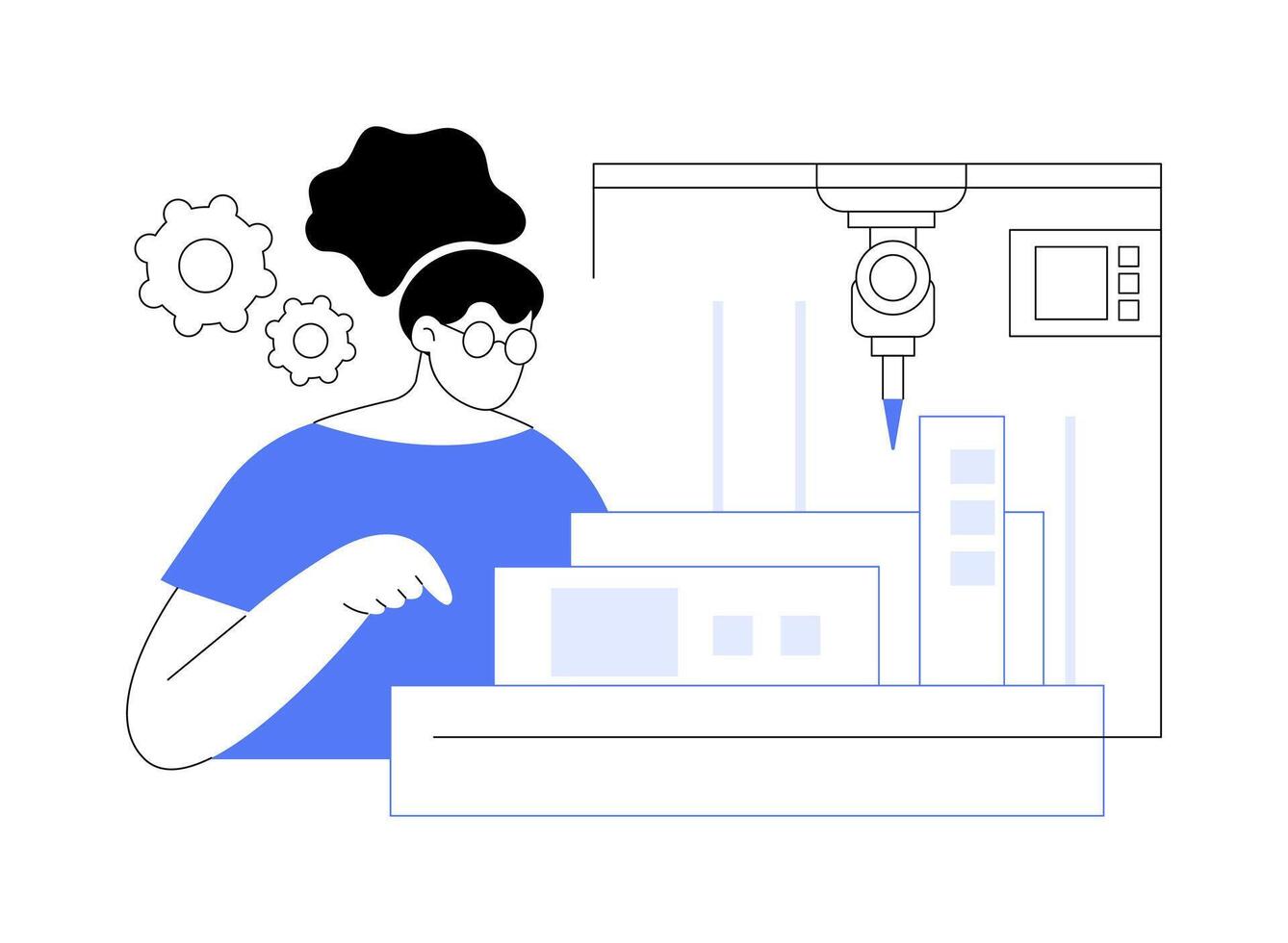 3D printing in architecture isolated cartoon illustrations. vector