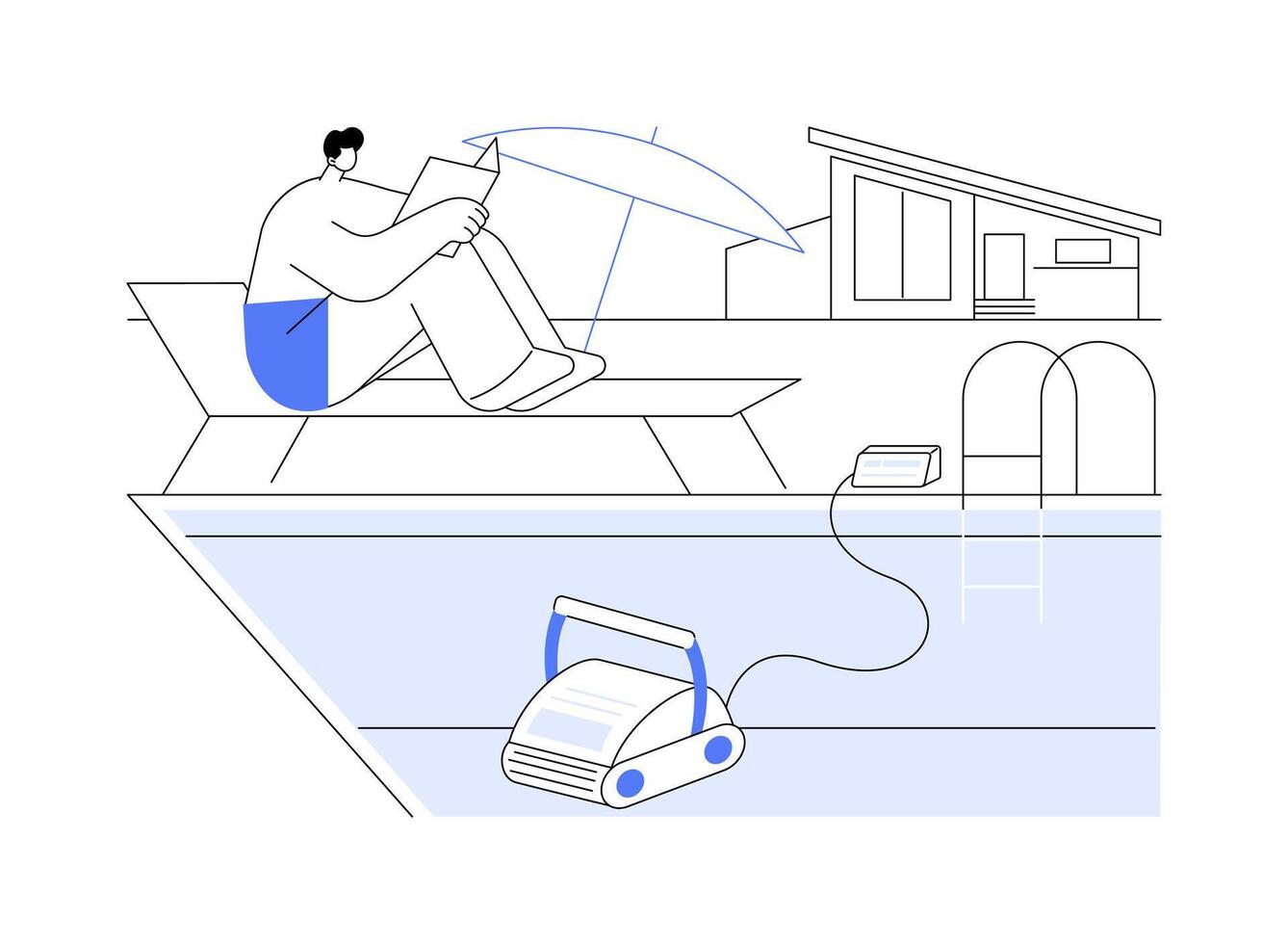 Robotic pool cleaner isolated cartoon illustrations. vector