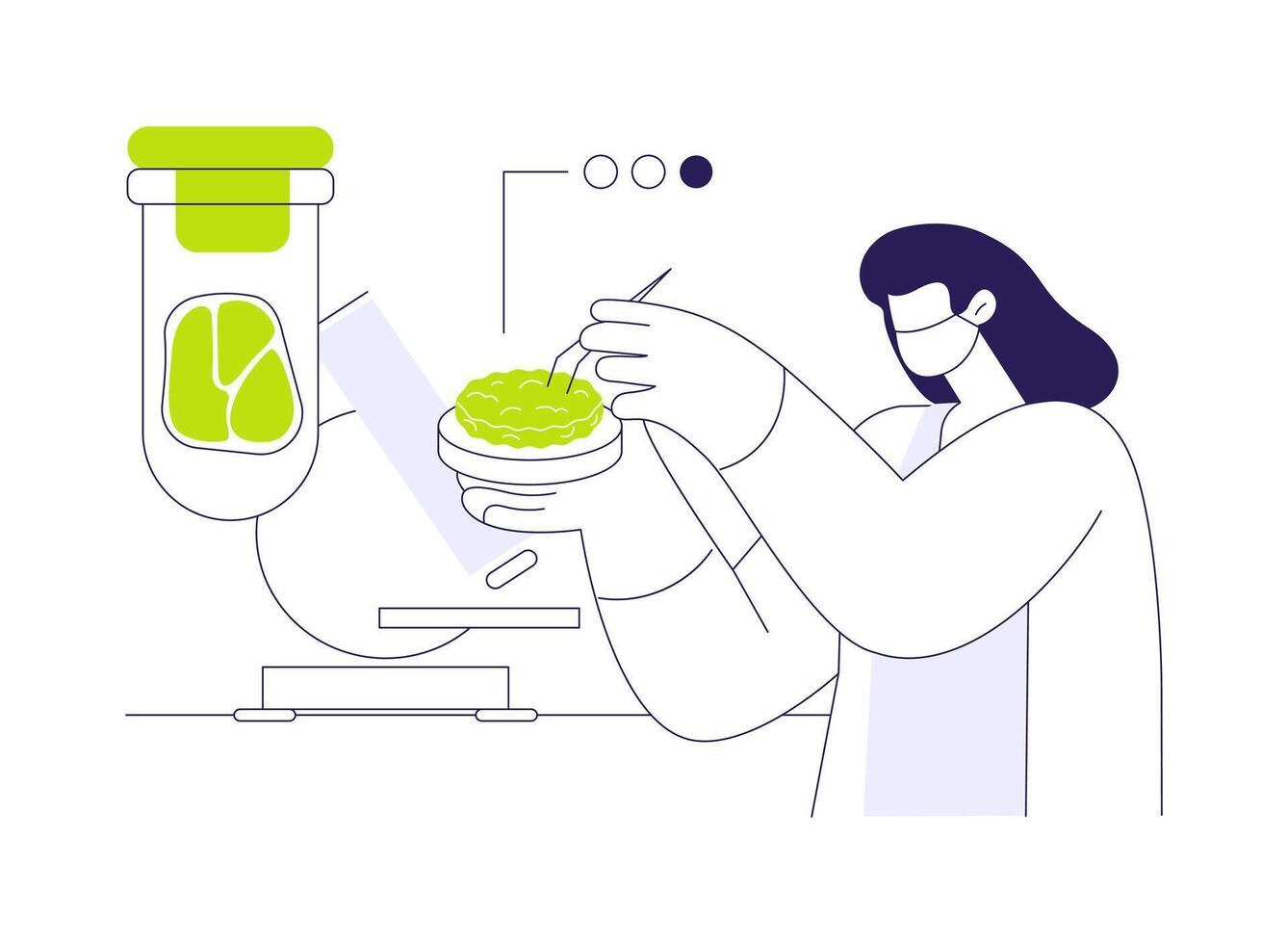 Growing meat in a lab abstract concept illustration. vector