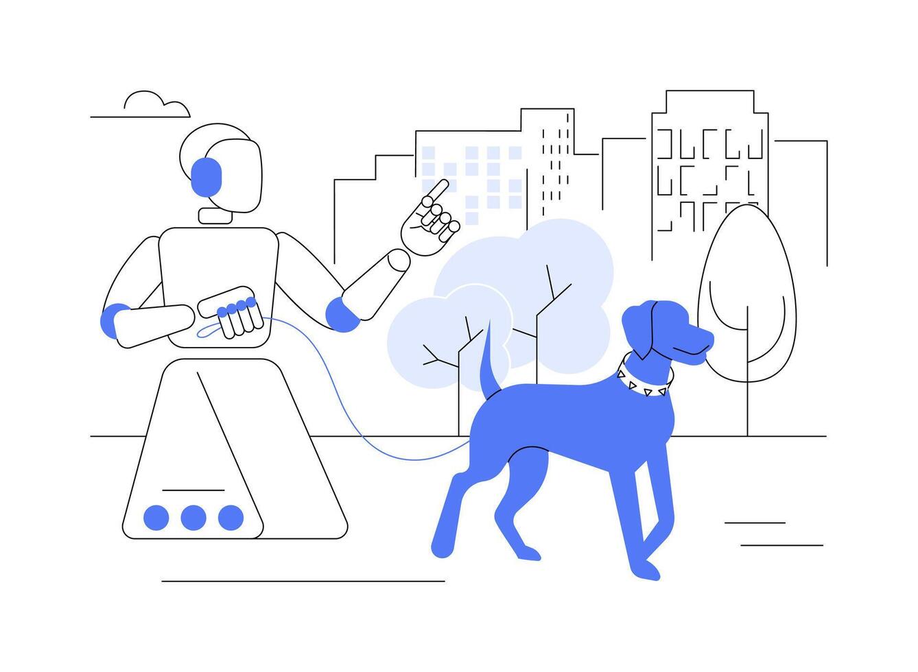 Dog walking robot isolated cartoon illustrations. vector