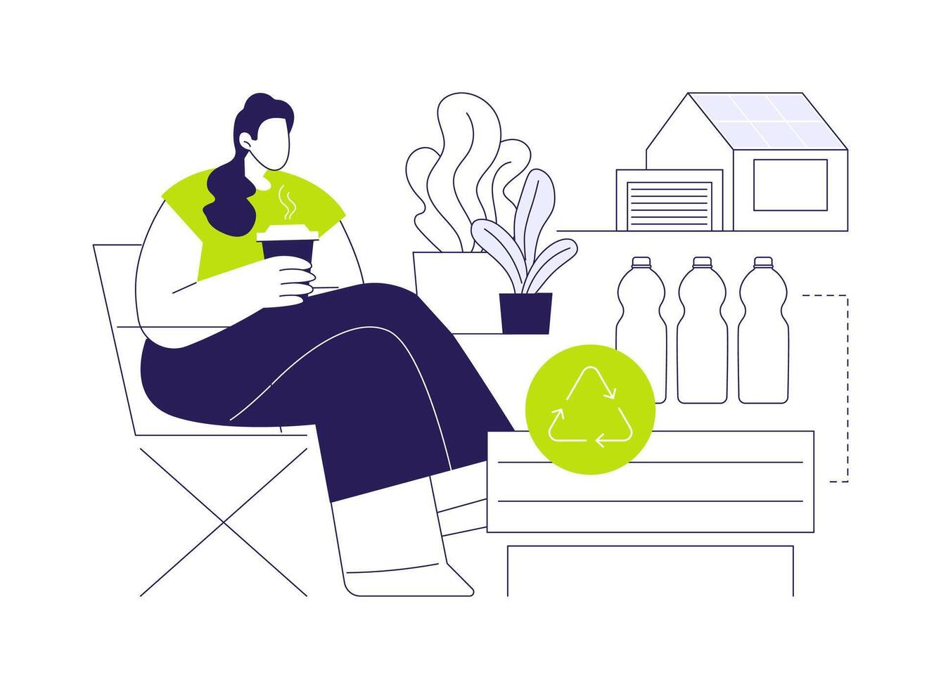 Sustainable lawn furniture abstract concept illustration. vector