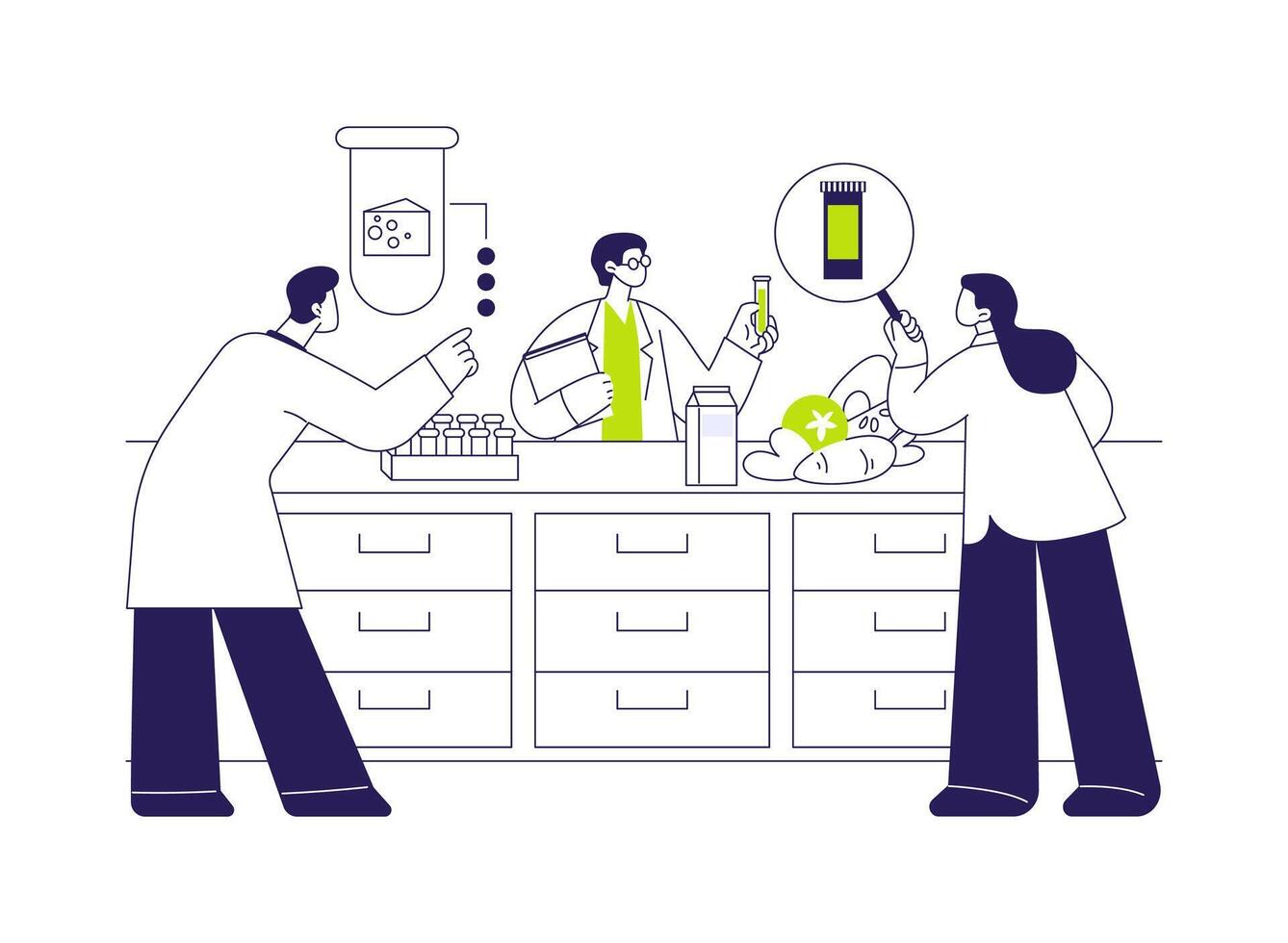 Development of new food products abstract concept illustration. vector
