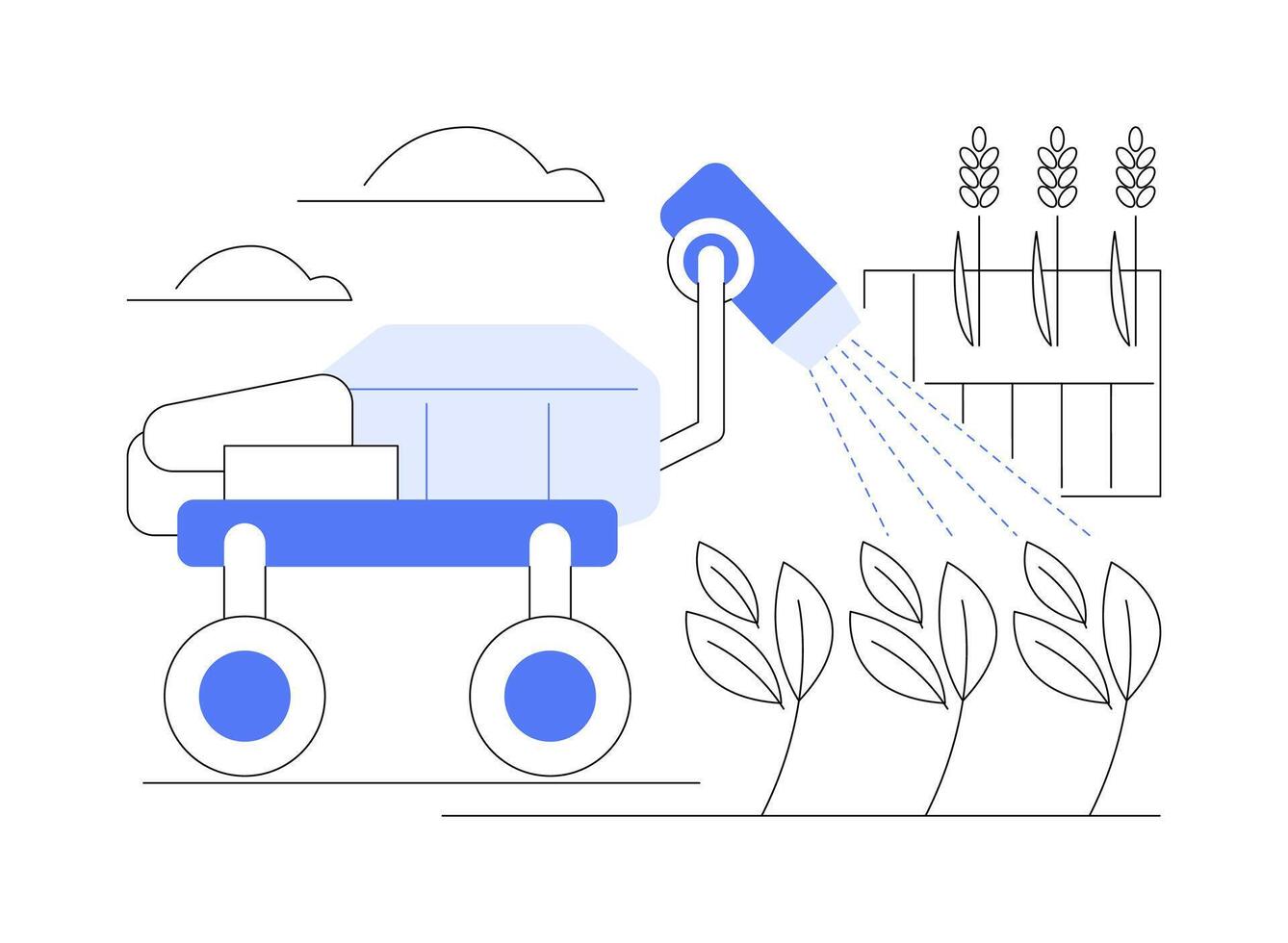 Spraying robot isolated cartoon illustrations. vector
