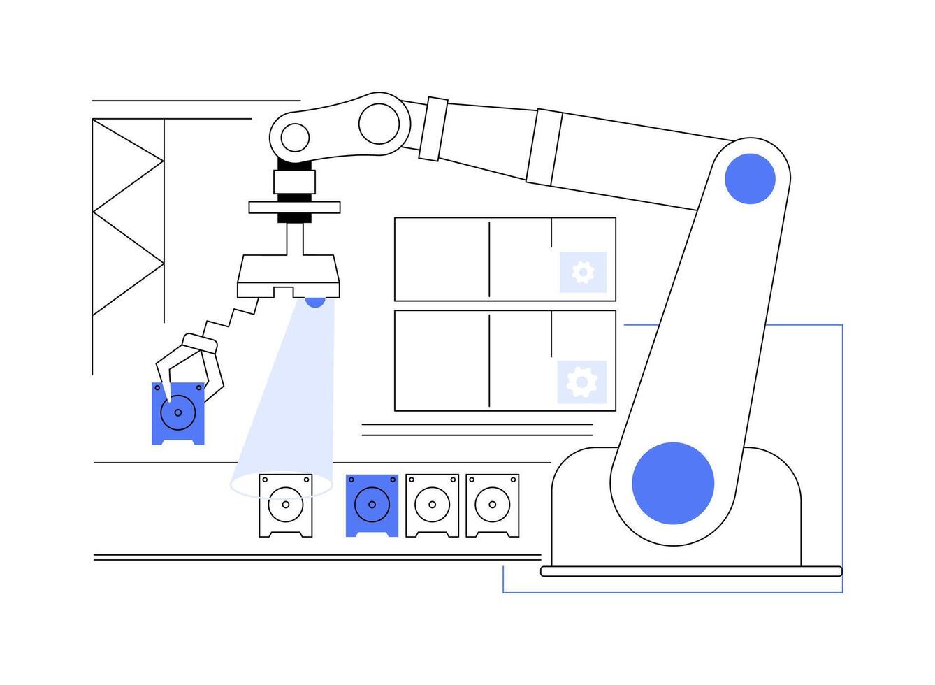 Sorting robots isolated cartoon illustrations. vector